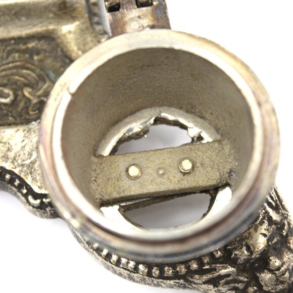 Rococo Style Silver Plated Brass Desktop Double Inkwell w/Cherubs Letter Holder - Picture 6 of 11